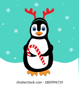 
cute christmas penguin vector illustration