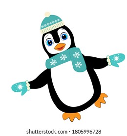 
cute christmas penguin vector illustration