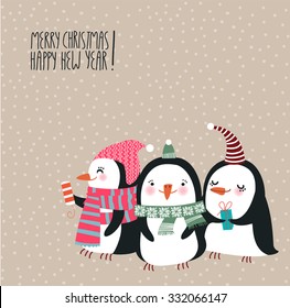 Cute Christmas penguins