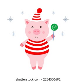 Cochon de Noël avec sucette