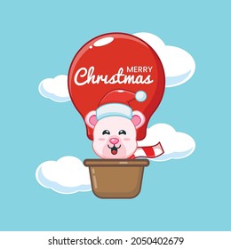 Cute christmas polar bear cartoon vector illustration