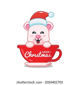 Cute christmas polar bear cartoon vector illustration