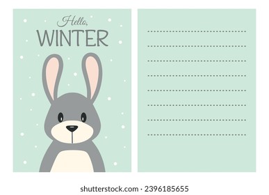 Cute Christmas Postcard with a Rabbit