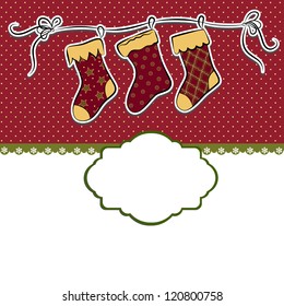 Cute christmas postcard template blank