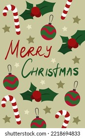 Schön Weihnachten-Postkarte. Vektorgrafik für Karten, Poster, Flyer.