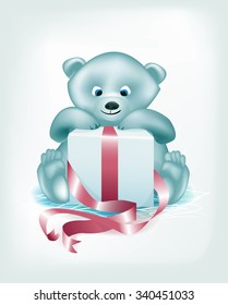cute christmas present bear card
