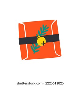 cute christmas present. Hand drawn vector illustration in flat style.