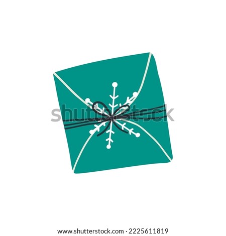 cute christmas present. Hand drawn vector illustration in flat style.