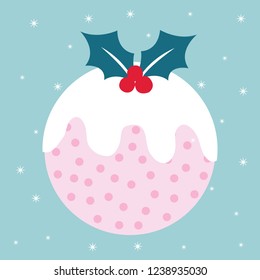 Cute Christmas pudding with pink color,vector illustration