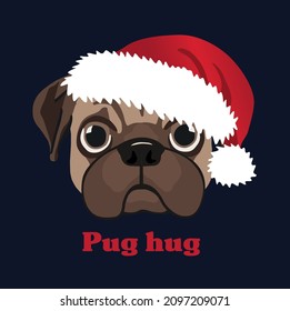 Cute christmas pug in hat