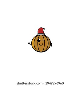 Cute Christmas Pumpkin Cartoon Character Vector Illustration Design. Outline, Cute, Funny Style. Recomended For Children Book, Cover Book, And Other.