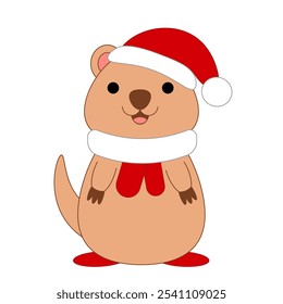 Cute Christmas Quokka Santa in color