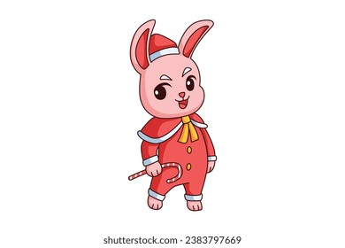 Cute Christmas Rabbit Cartoon Character Design