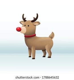 Cute Christmas reindeer 3d vector character mascot