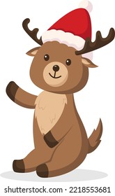 Cute Christmas Reindeer Character Design Illustration