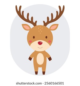 Cute Christmas Reindeer Character Design 