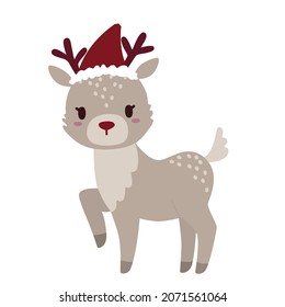 Cute Christmas reindeer clipart. Vector deer illustration.