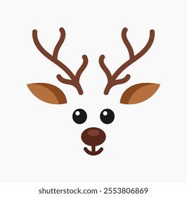Cute Christmas reindeer face. Christmas design element. Vector illustration.
