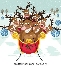 Bonito Natal renas saudação Design 