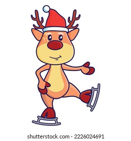 Cute Christmas reindeer illustration with white isolated background