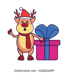 Cute Christmas reindeer illustration with white isolated background