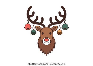 Cute Christmas Reindeer with Jingle Bells