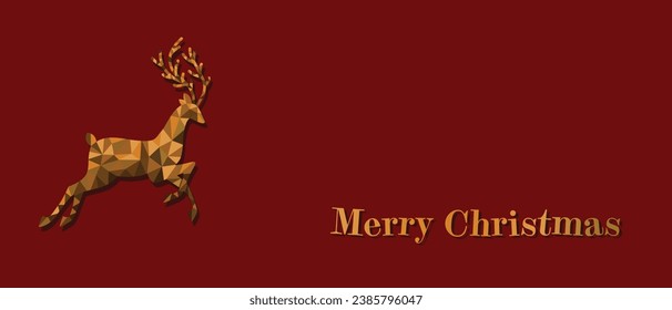 Cute Christmas reindeer on a red background. Christmas background, banner, or card.