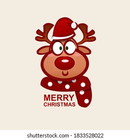 Cute Christmas Reindeer with red hat