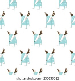 Cute Christmas Reindeer Seamless Pattern.