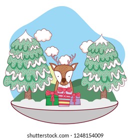 cute christmas reindeer in the snowscape
