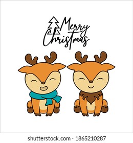 cute Christmas reindeer suitable for cards, banners, flyers, flyers, posters. Vector illustration.