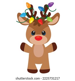 Cute Christmas reindeer vector cartoon illustration