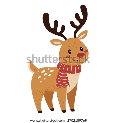Cute Christmas reindeer vector illustration. Isolated on a white background.