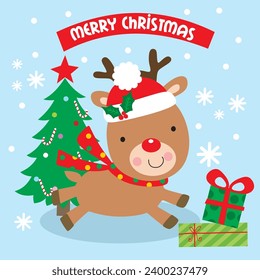 Cute Christmas Reindeer vector image