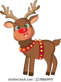 Cute christmas reindeer.Hand drawn vector illustration.