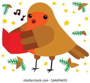 Cute Christmas Robin Carol Singer