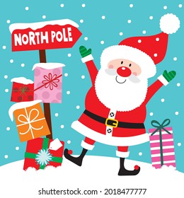 Cute christmas santa for christmas card, gift bag or box design