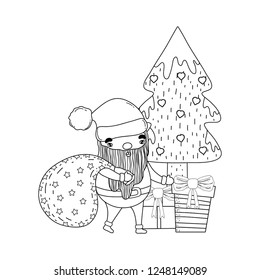 cute christmas santa claus with bag