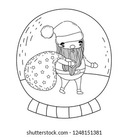 cute christmas santa claus with bag