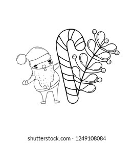 cute christmas santa claus with cane
