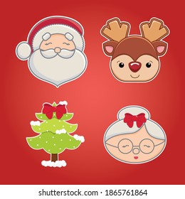 Cute Christmas Santa Claus and Friends set