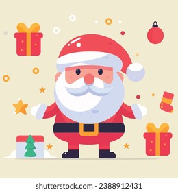 Cute Christmas Santa Claus full body vector illustration