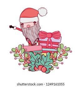 cute christmas santa claus with gift present