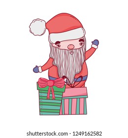 cute christmas santa claus with gift present