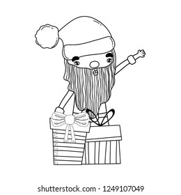 cute christmas santa claus with gifts presents