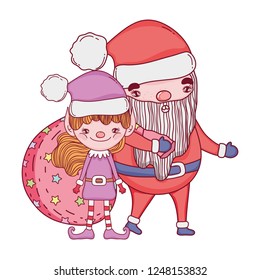 cute christmas santa claus with helper