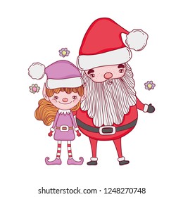 cute christmas santa claus with helper