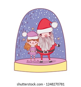 cute christmas santa claus with helper