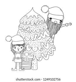 cute christmas santa claus with helper