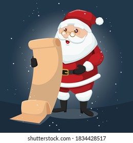 cute christmas santa claus holding christmas items, mug, and megaphone